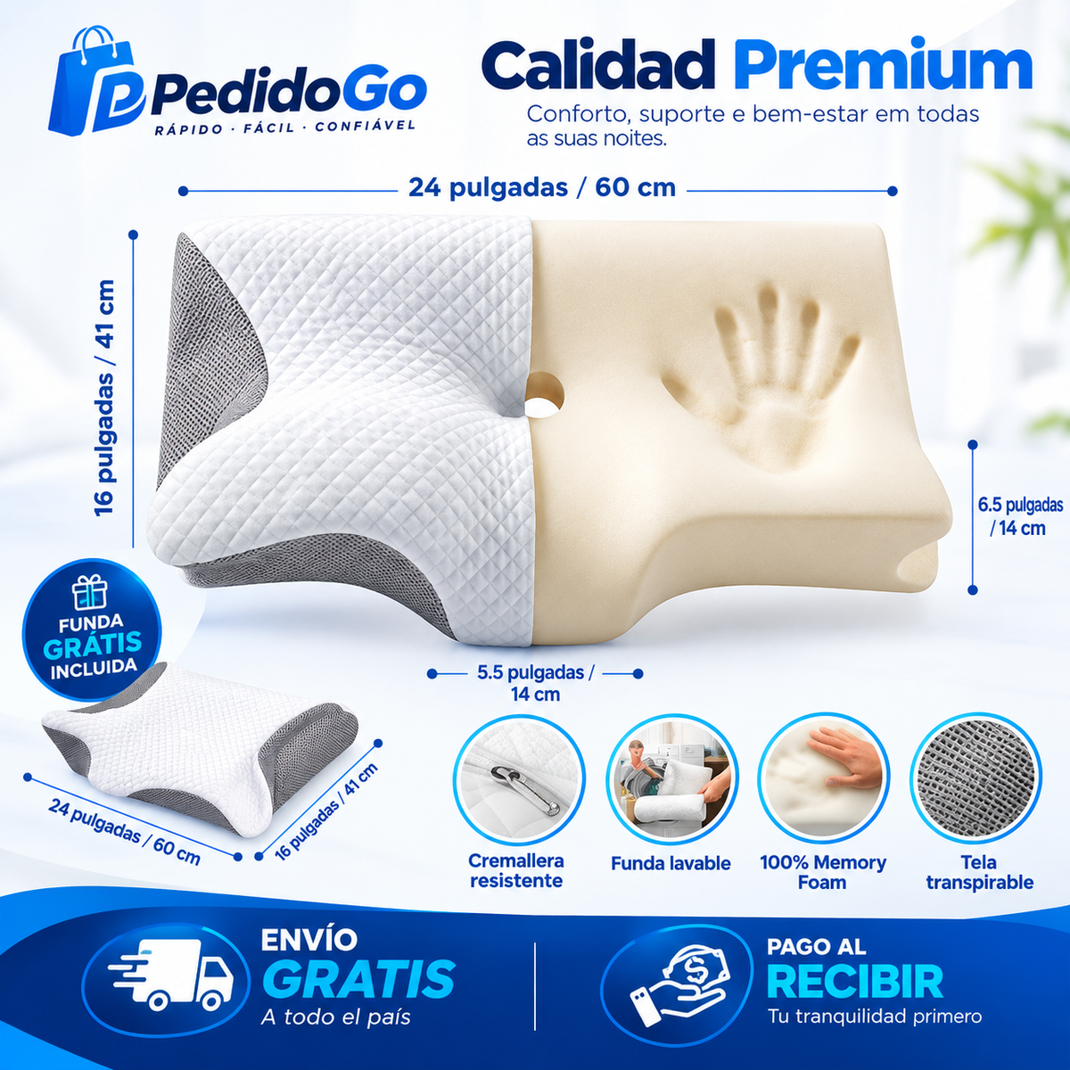 OrthoSleep - Almohada cervical viscoelástica Duerme mejor. Despierta sin dolor 🌟